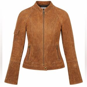 Golden Bear Brown Suede Moto Boho Jacket XS Cropped Biker Cafe Racer Y2K Leather
